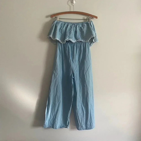 Jessica Simpson Chambray Embroidered Sleeveless Jumpsuit - Picture 6 of 9